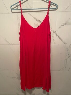 Roxy 100% Viscose Red Mini Dress Swim Coverup Adjustable Strap Size Medium